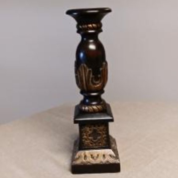 Decorative Carved Wood Candle Holder - Picture 2 of 3